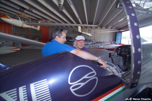 Luca Salvadori showing Robin Lamar the Silver Chicken