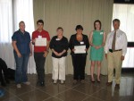 2009 Career Scholarship sponsors and winners: Karin Muller - Luca Guidoni; Trish Beckman - Federica Ercolani; Women in Corporate Aviation - Rachel Gibson